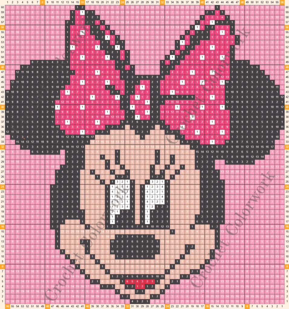 MINNIE MOUSE Pixel Grid Pattern for Crochet, Knitting, and Cross MINNIE MOUSE Pixel Grid Pattern for Crochet, Knitting, and Cross