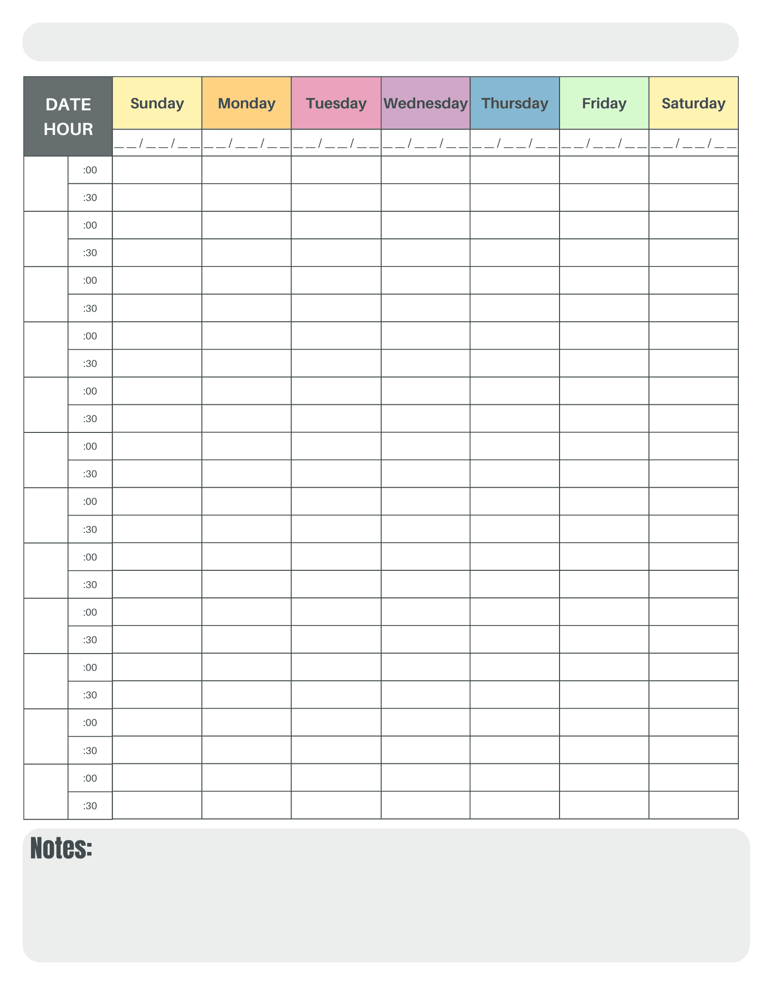 -Minute Appointment Calendar Printable