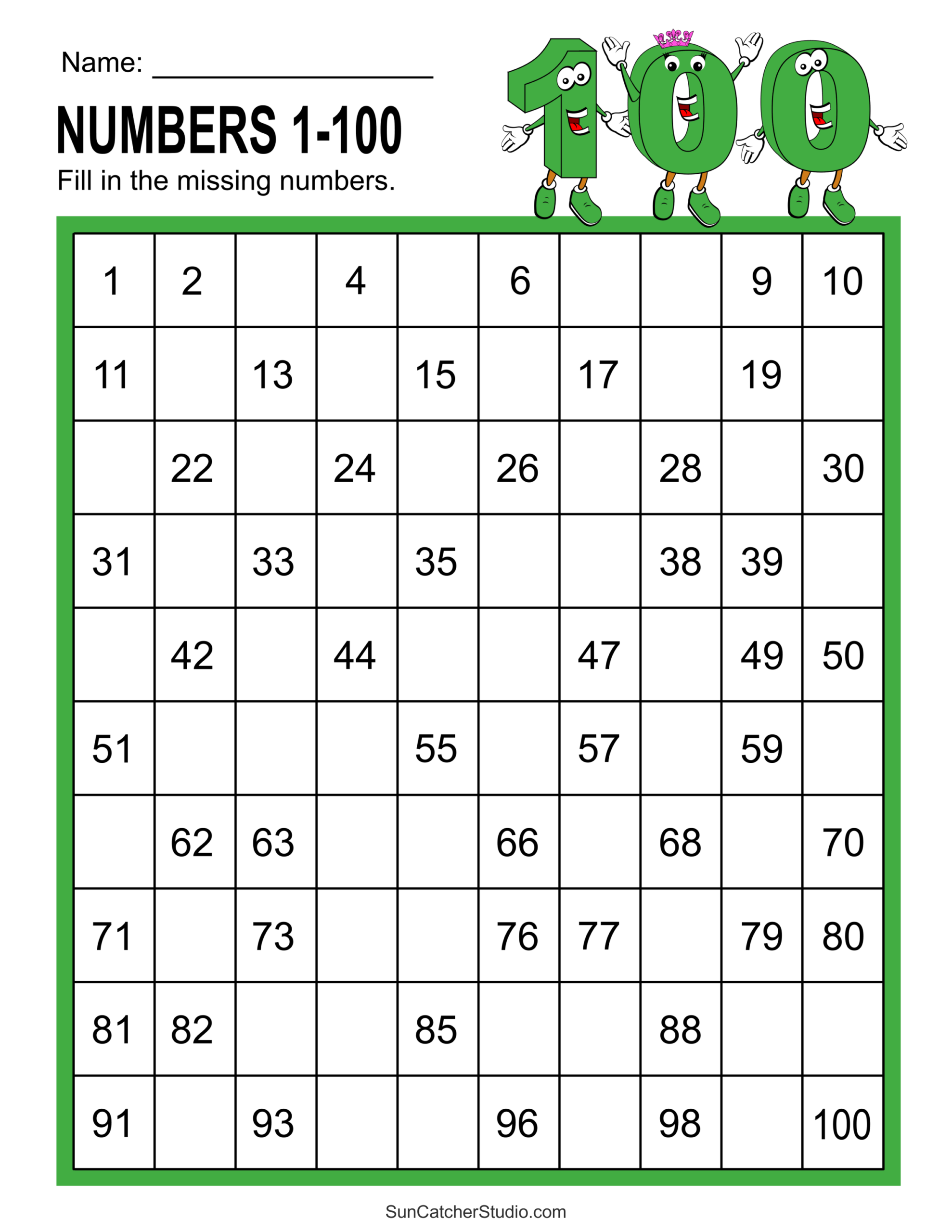 Missing Numbers Worksheets (Fill in the Missing Numbers) – Free