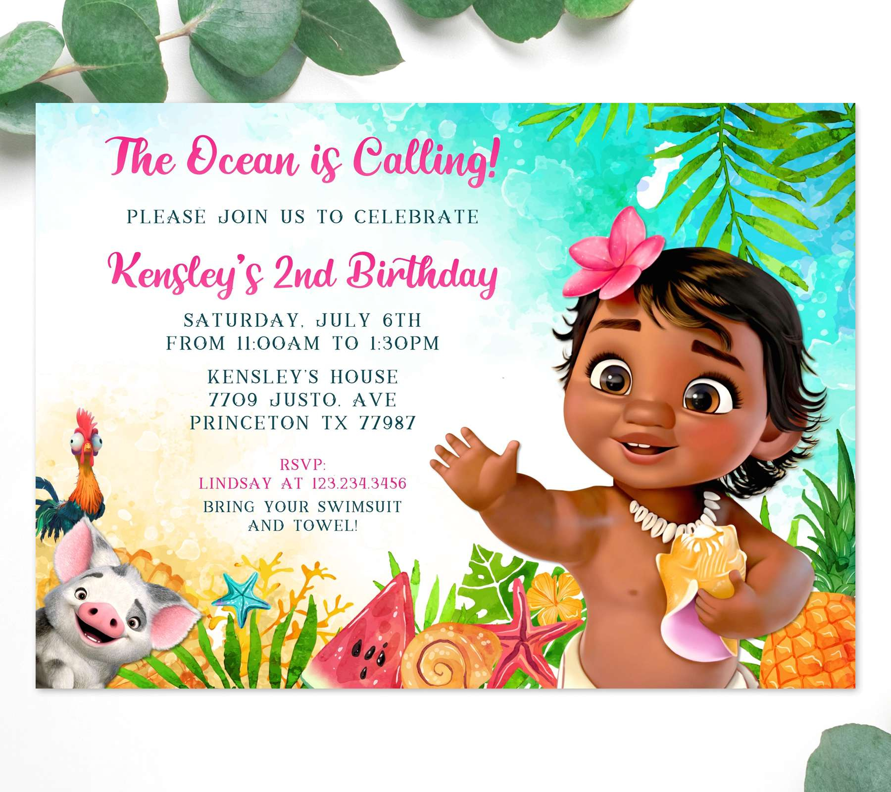 Moana Birthday Invitations - edit Online now with a FREE demo