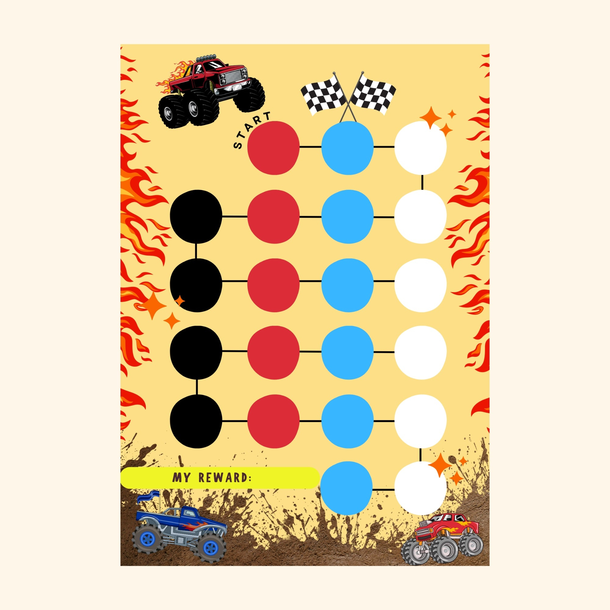 Monster Trucks Reward Chart Printable PDF – magicalminikids