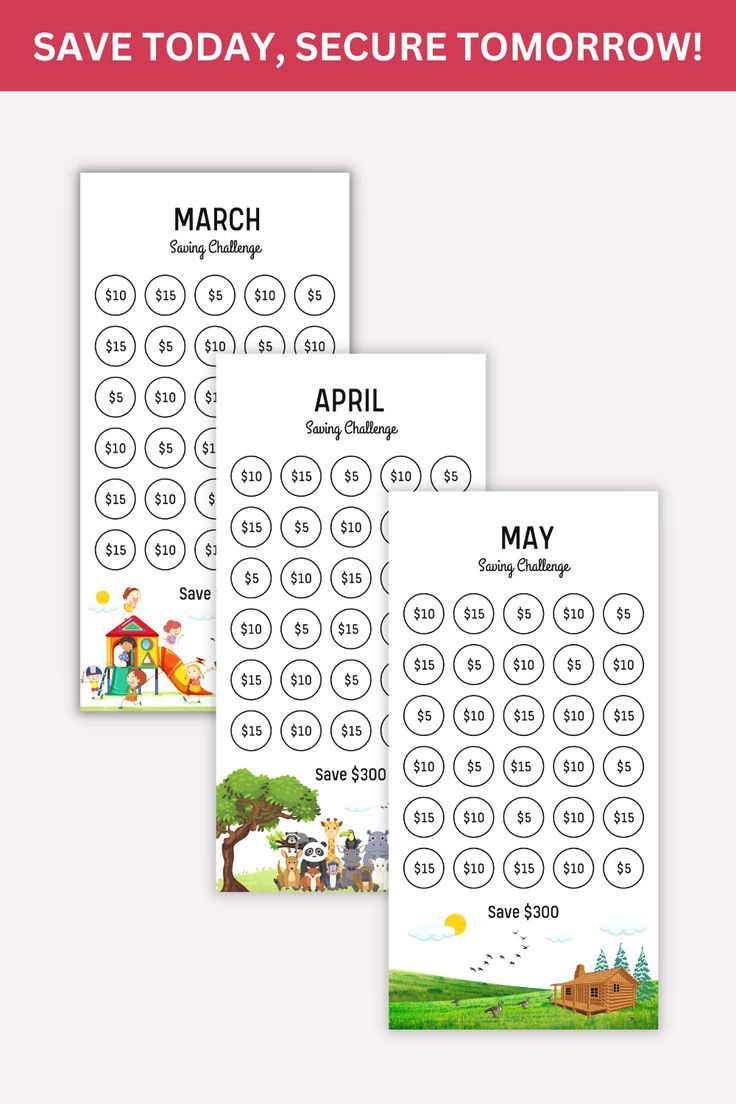 Month Savings Challenge Printable, Money Saving Tracker, A