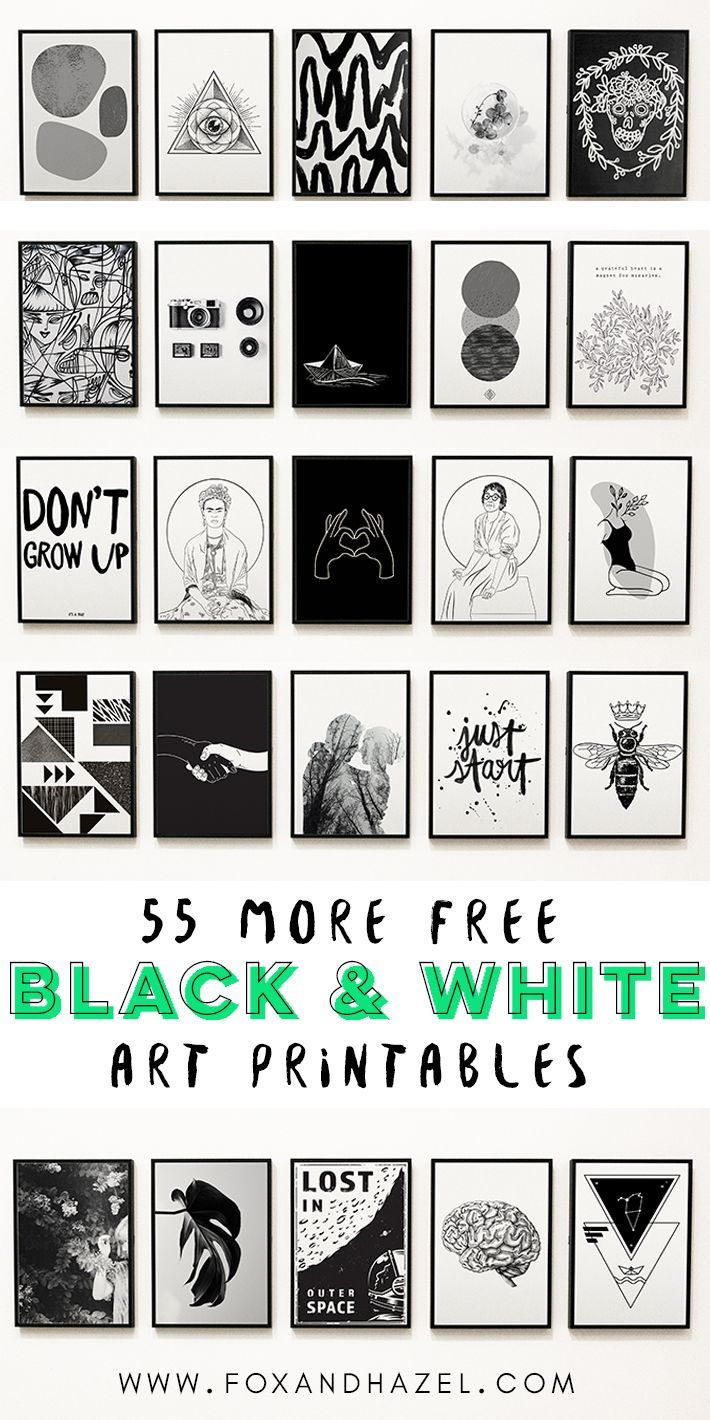 More Free Black and White Art Printables  Fox + Hazel