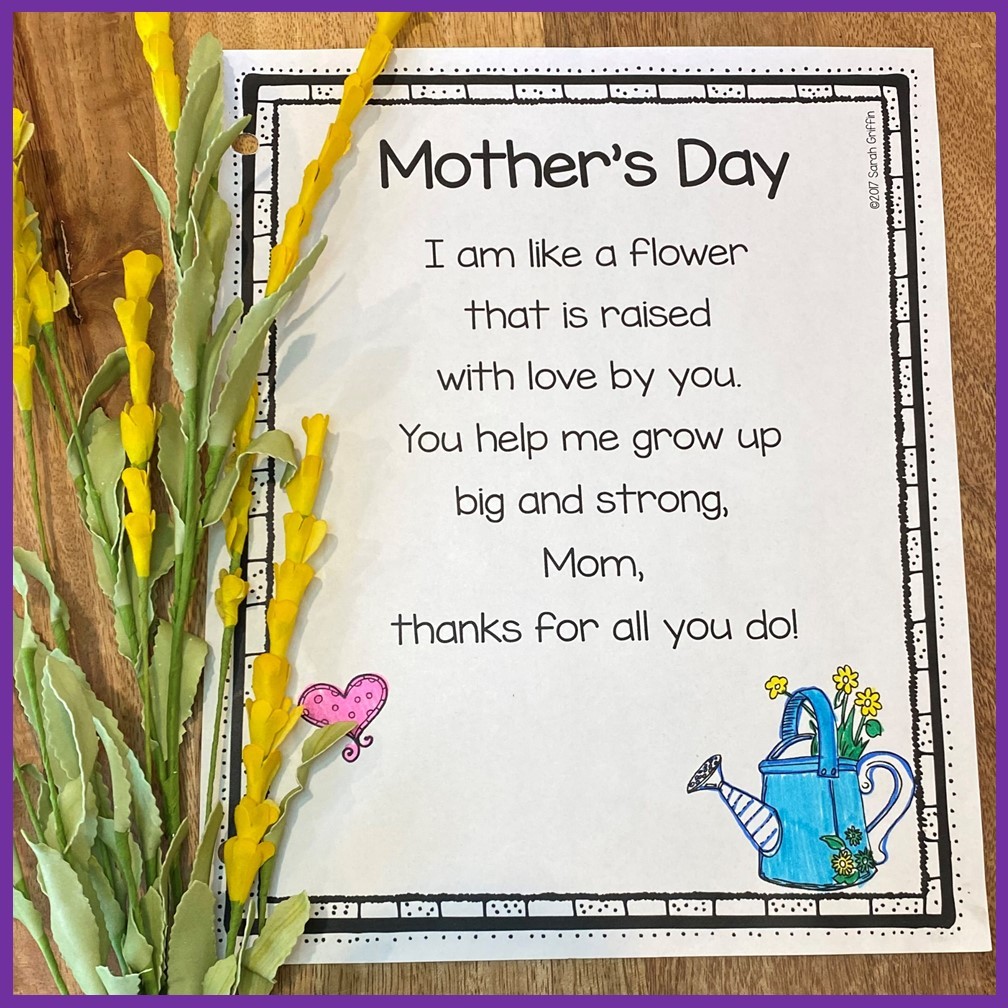Mothers Day Poems for Kids Free Printable - Little Learning Corner Mothers Day Poems for Kids Free Printable - Little Learning Corner