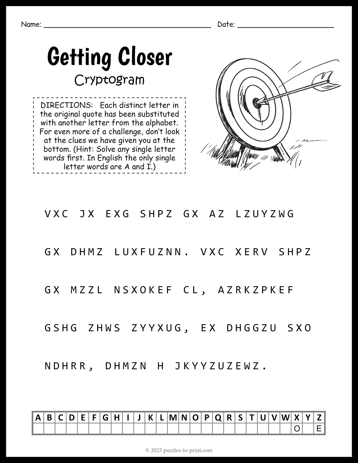 Motivational Progress Cryptogram Motivational Progress Cryptogram