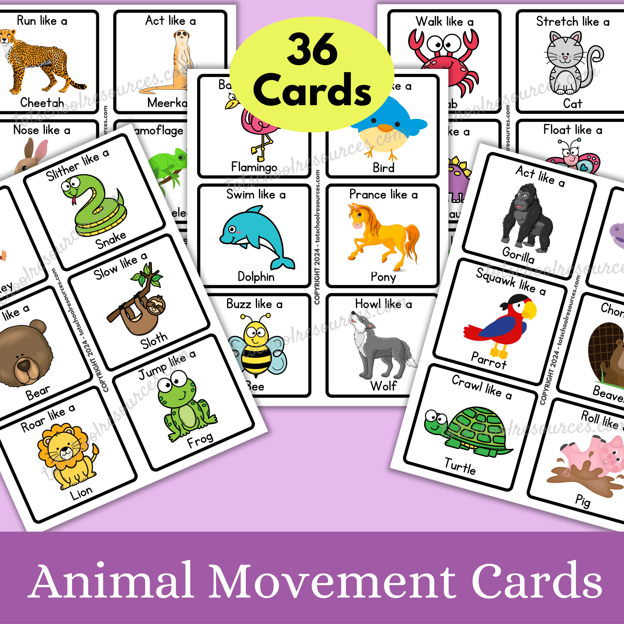 Move like an animal game Printable Cards - totschoolresources