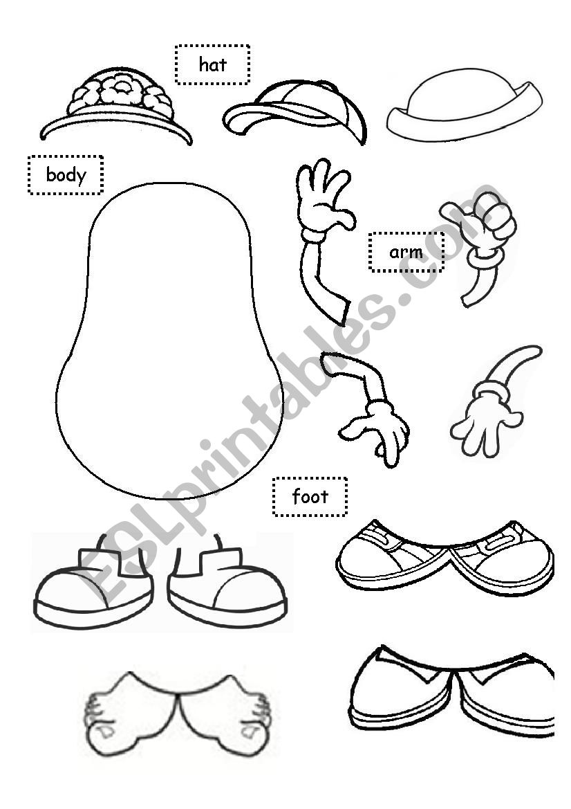 Mr Potato Head Template Mr Potato Head Body Parts Printables Mr
