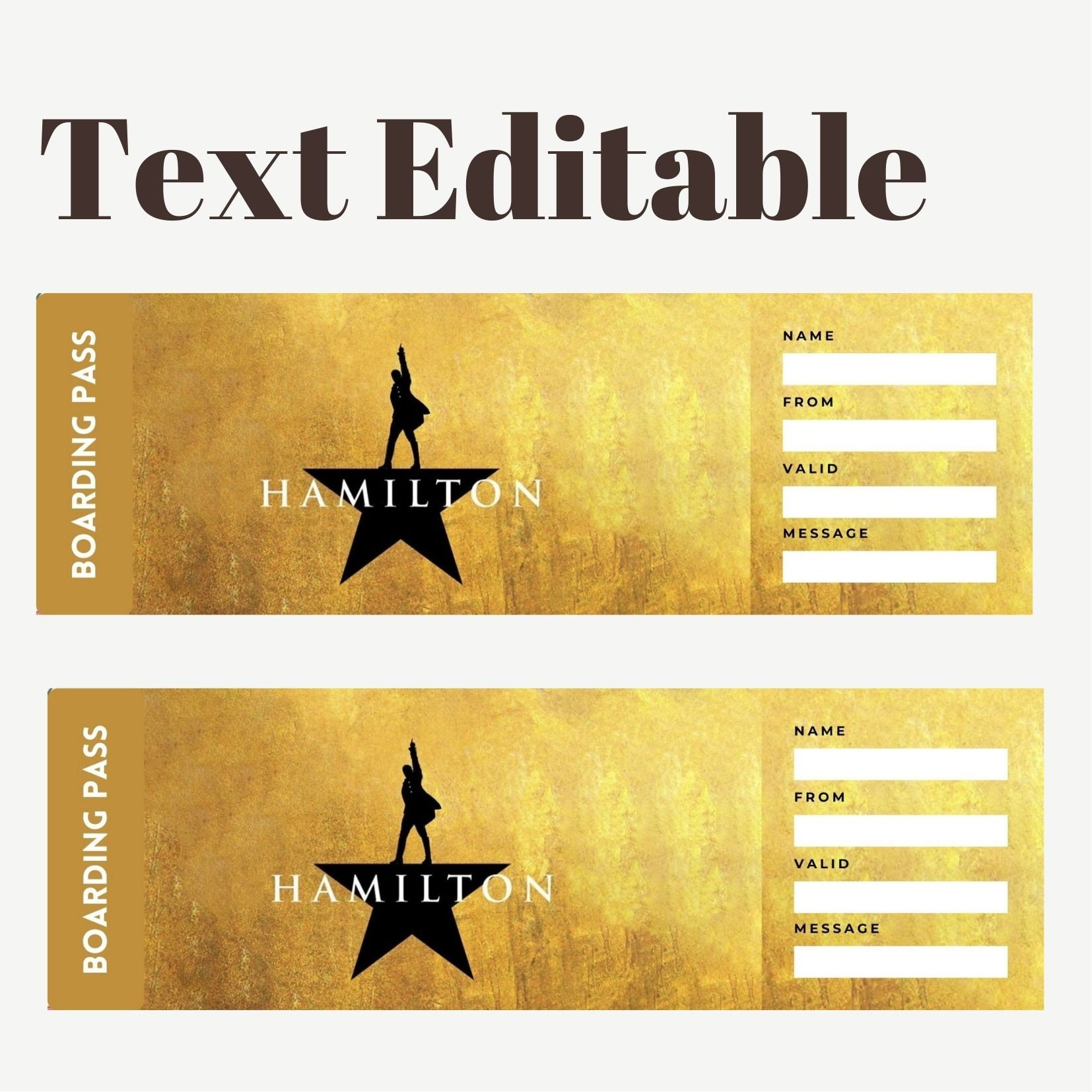 Musical Hamilton Template Free Hamilton Ticket Stub Printable