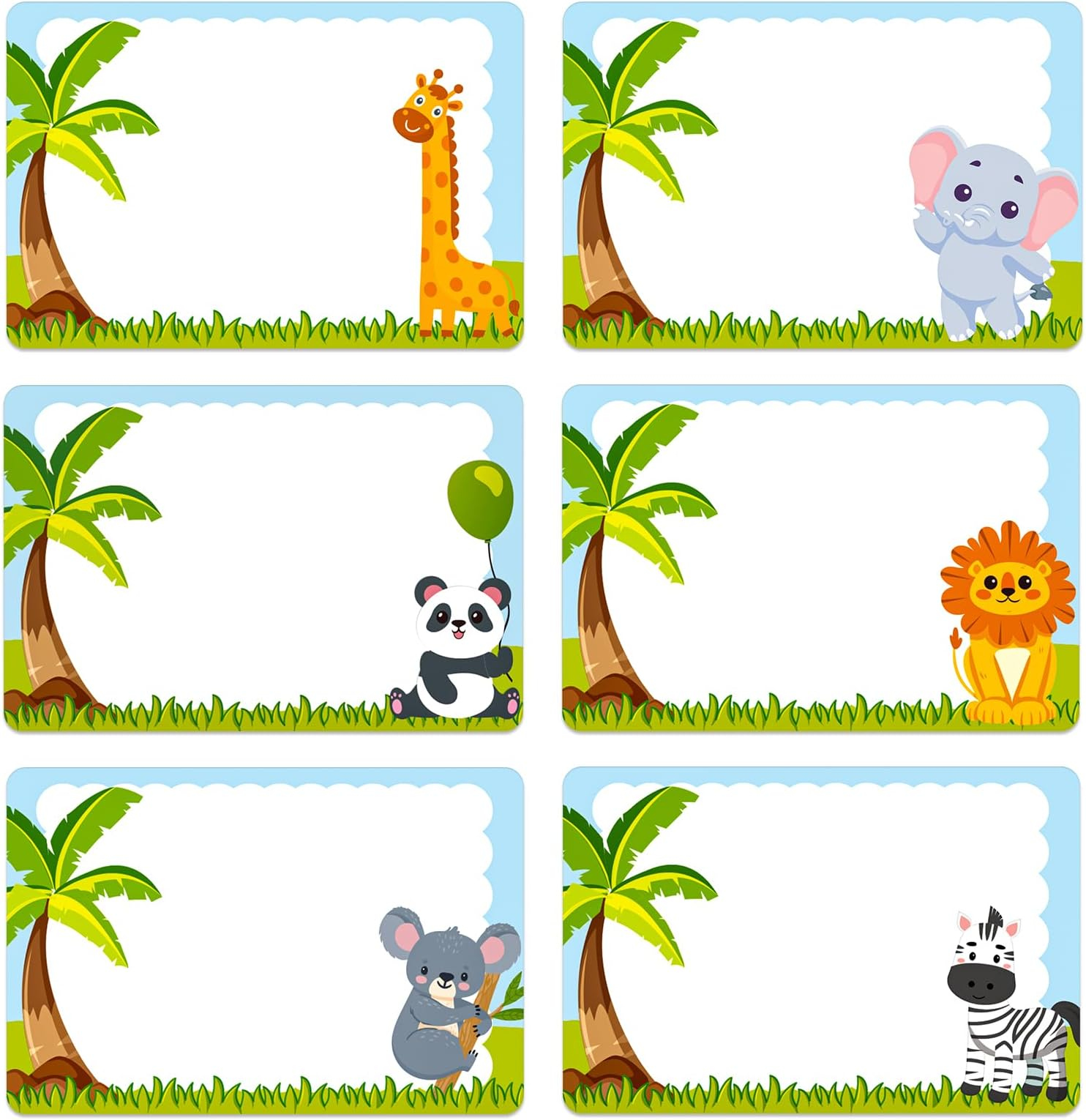 Name Labels  PCS Animal Name Tags - Jungle Theme Self-Adhesive