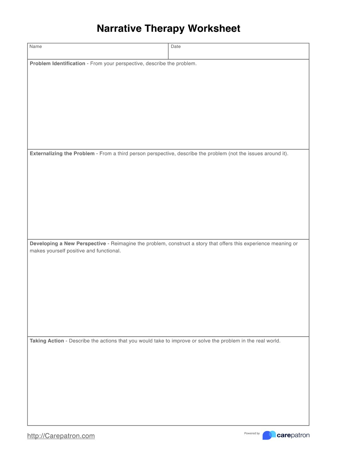 Narrative Therapy Worksheet