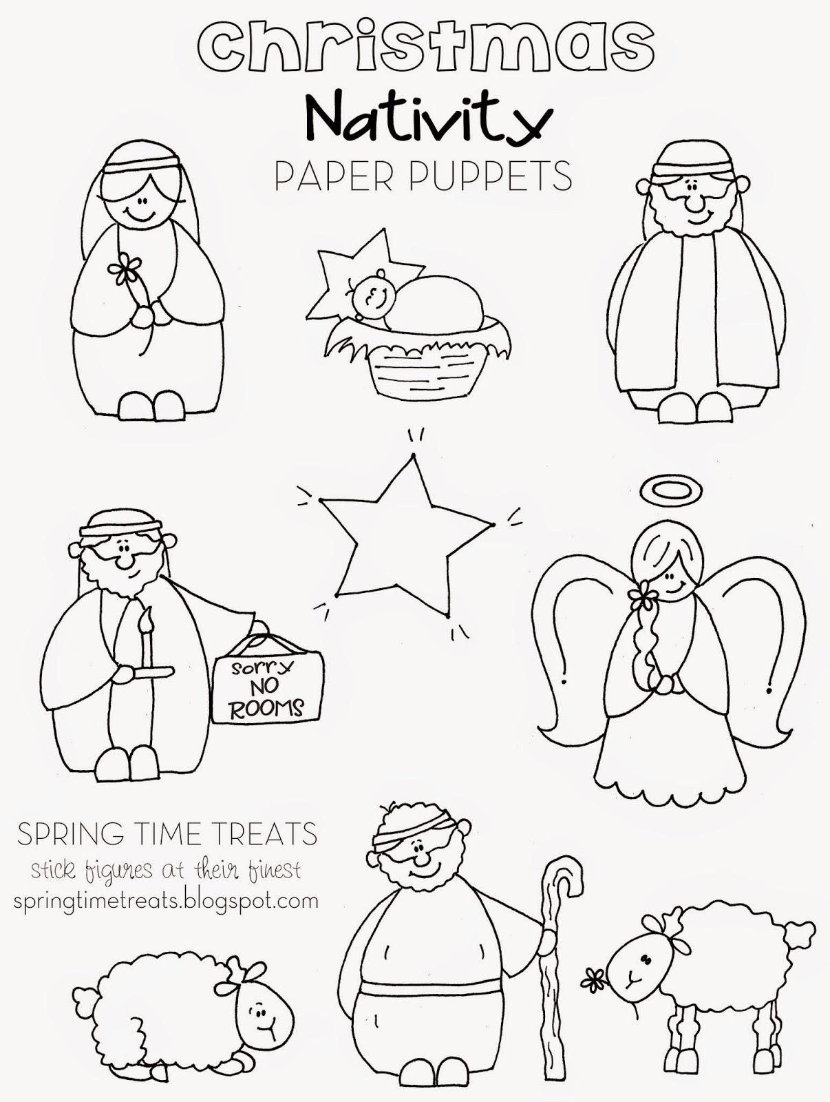 Nativity paper puppets - FREE printables  Spring Time Doodles
