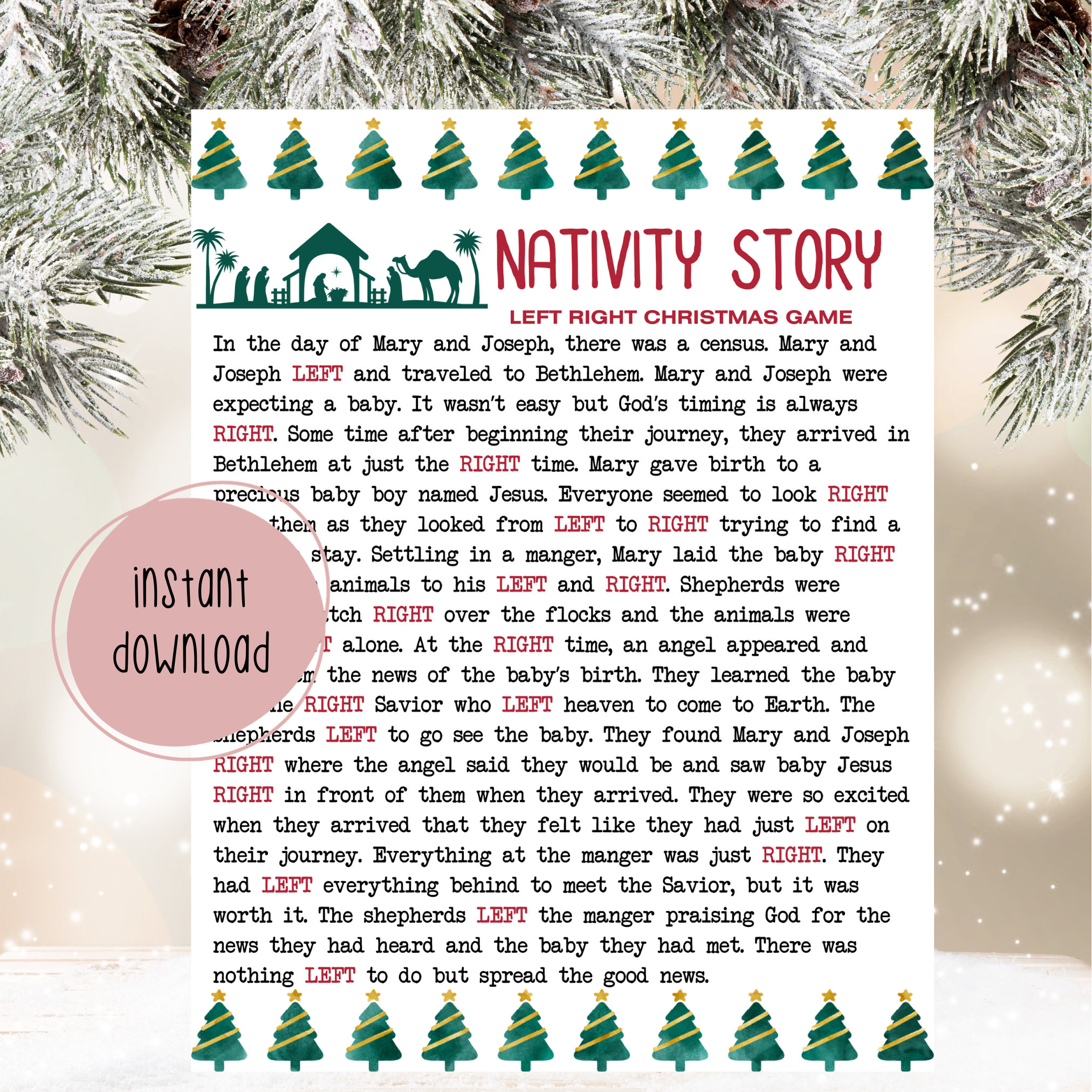 Nativity Story Left Right Game  Left Right Christmas Story Game