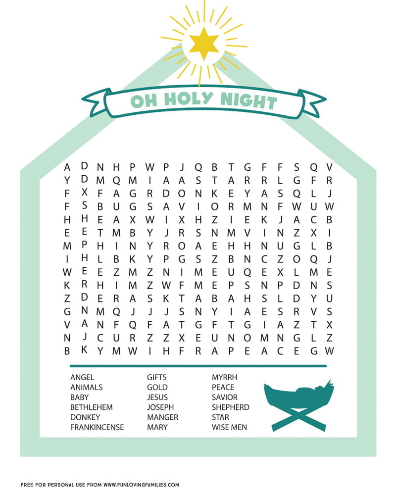 Nativity Word Search Printable - Fun Loving Families Nativity Word Search Printable - Fun Loving Families