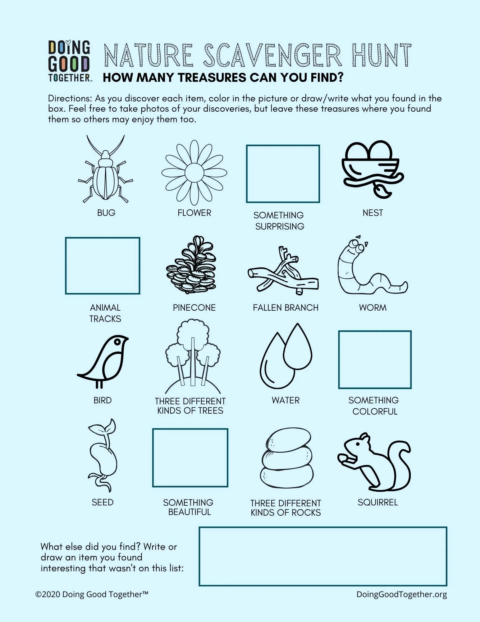 Nature Scavenger Hunt for Kids  FREE Printable — Doing Good Together™