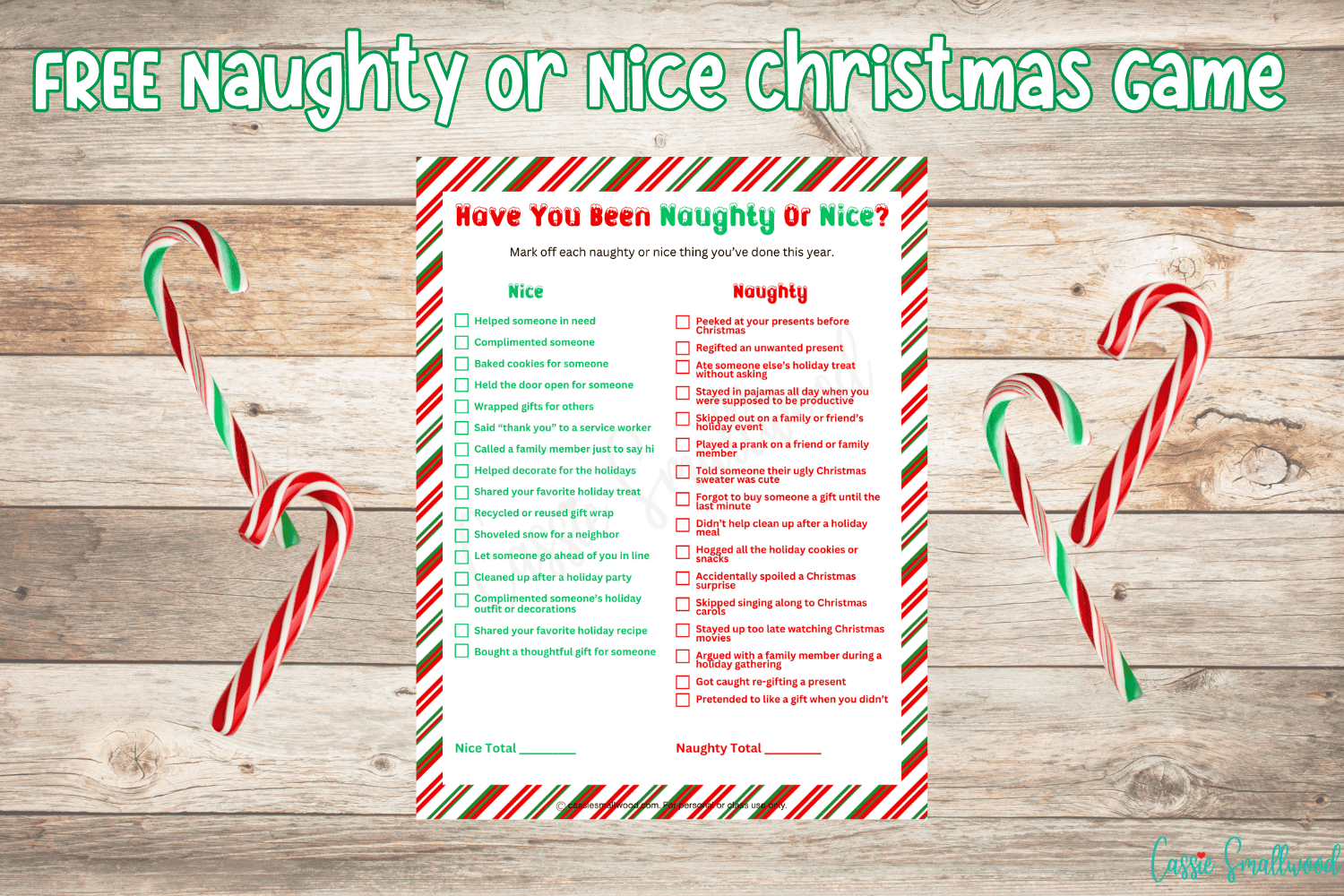Naughty Or Nice Christmas Game (FREE Printable) - Cassie Smallwood Naughty Or Nice Christmas Game (FREE Printable) - Cassie Smallwood