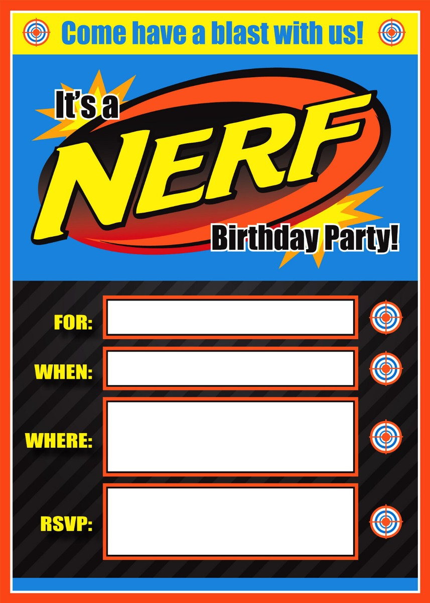 Nerf Guns Invitations Birthday Party Invites - A - FREE NEXT DAY