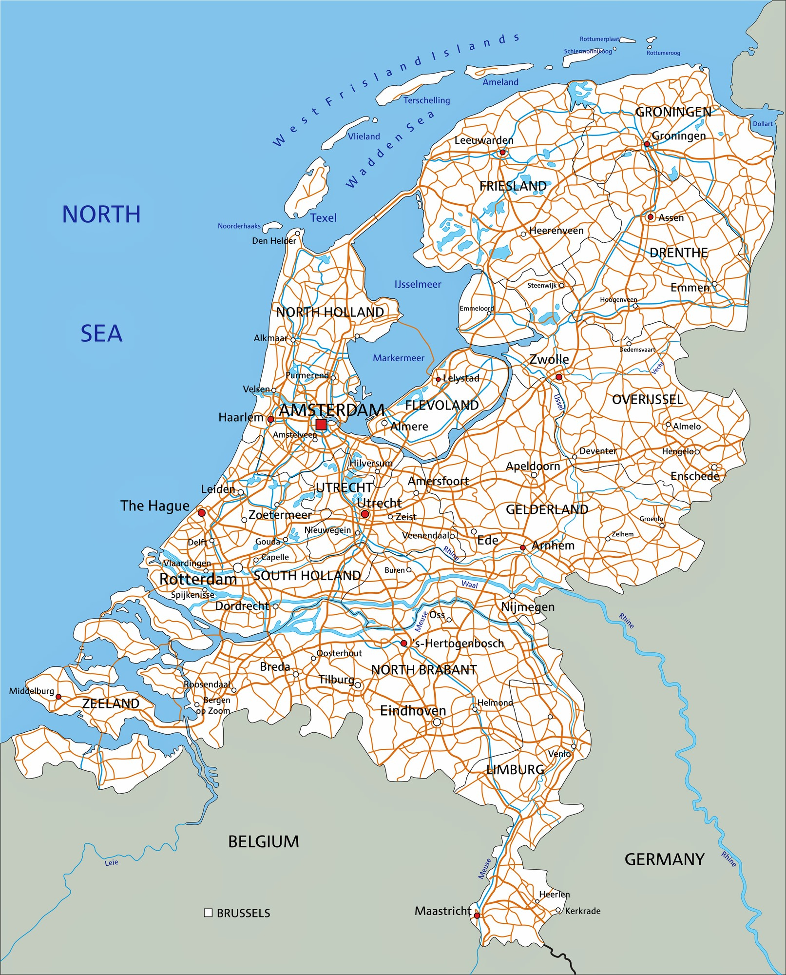 Netherlands Maps  Printable Maps of Netherlands for Download