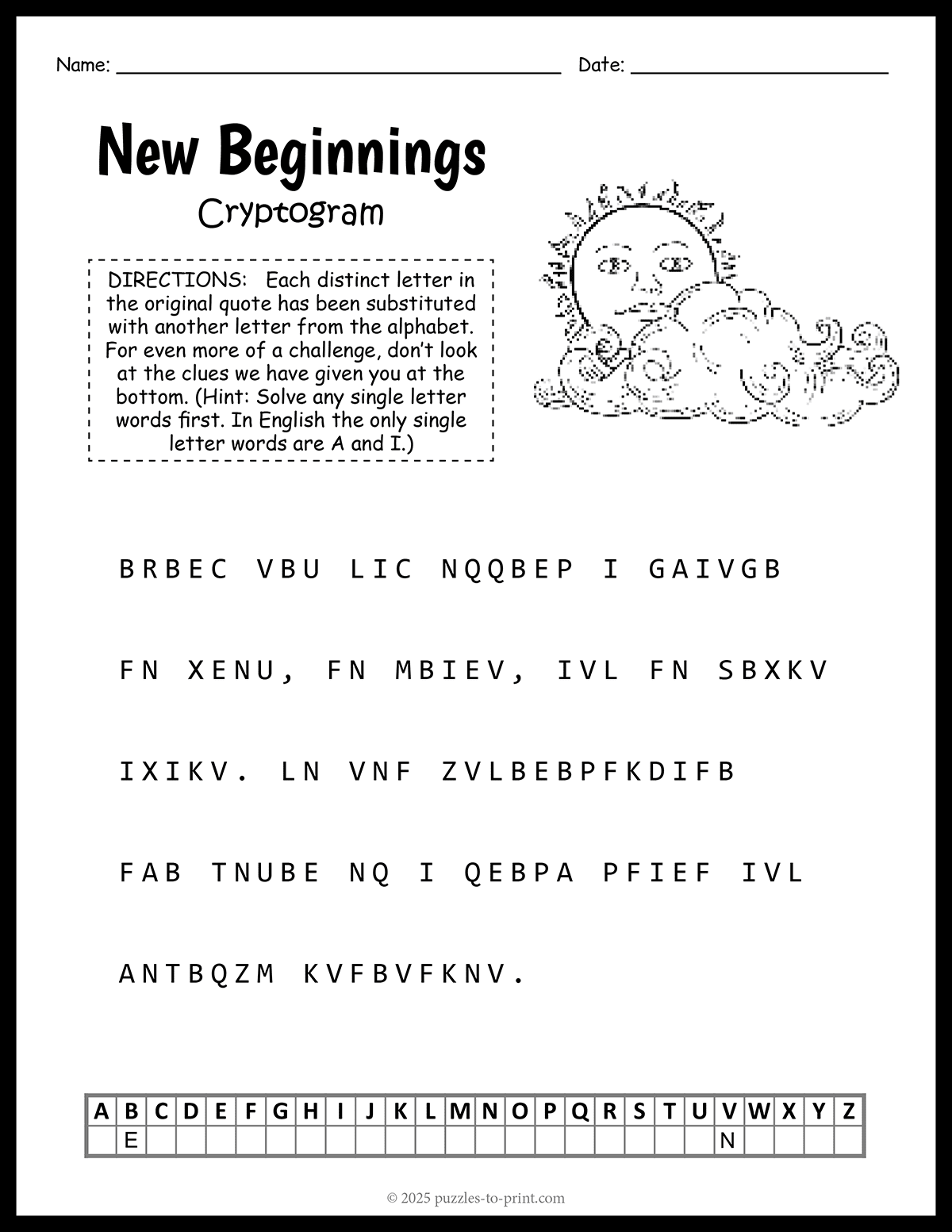 New Beginnings Cryptogram New Beginnings Cryptogram
