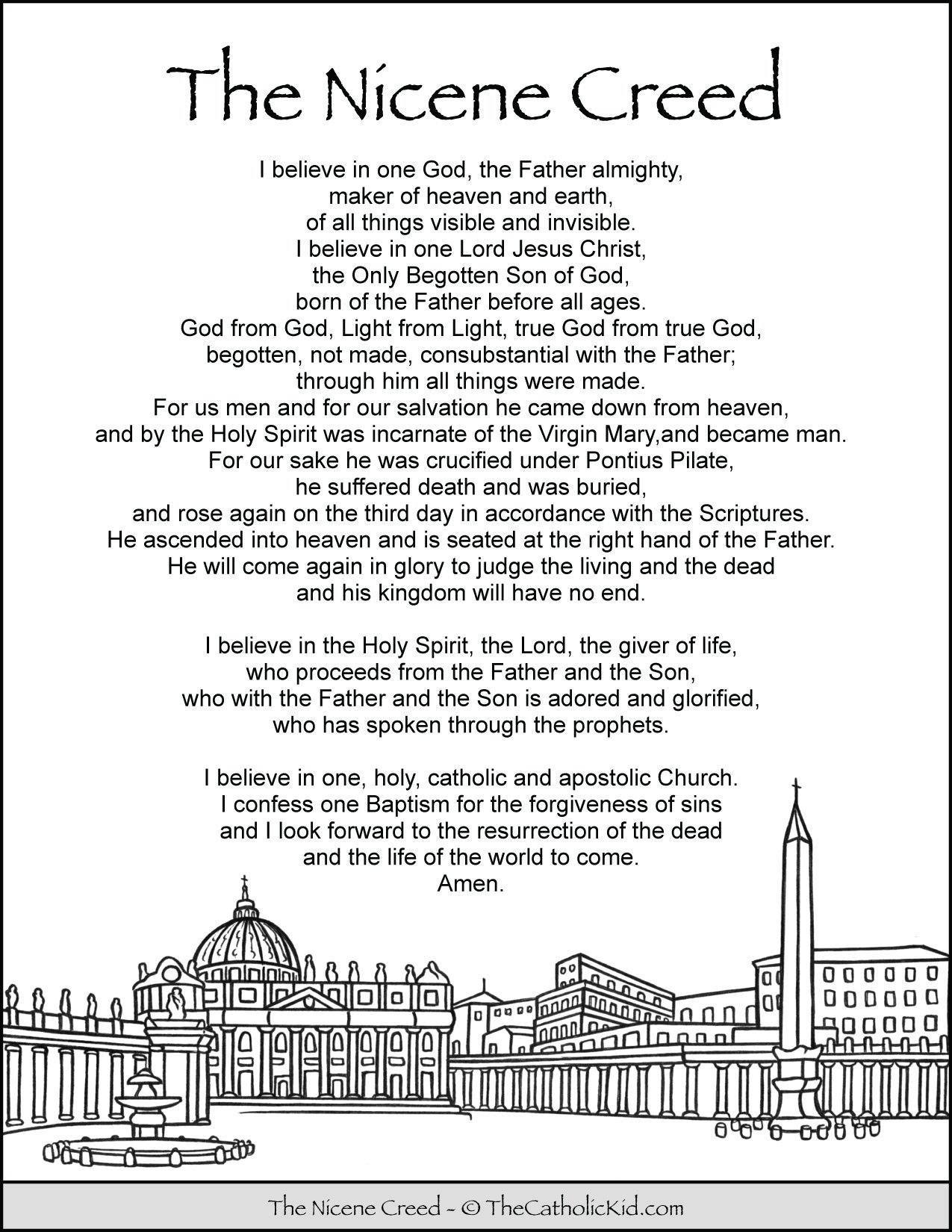 Nicene Creed Coloring Page - Catholic Prayers TheCatholicKid Nicene Creed Coloring Page - Catholic Prayers TheCatholicKid