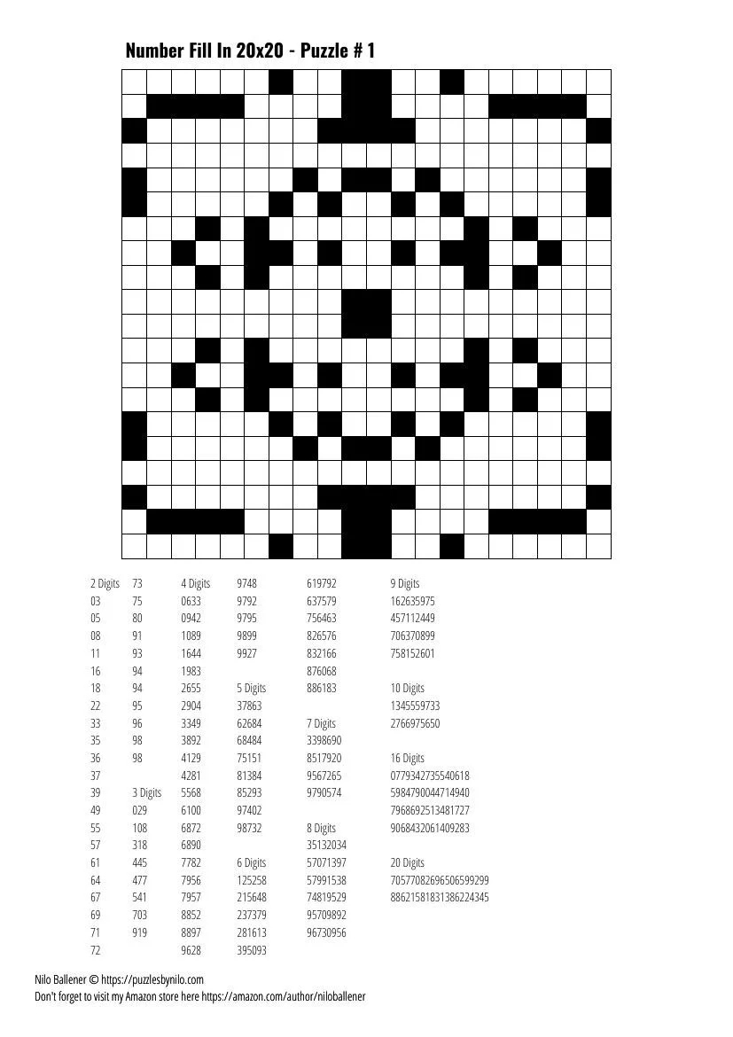 Number Fill In Puzzles Volume - PRINTABLE DOWNLOADABLE Number Fill In Puzzles Volume - PRINTABLE DOWNLOADABLE