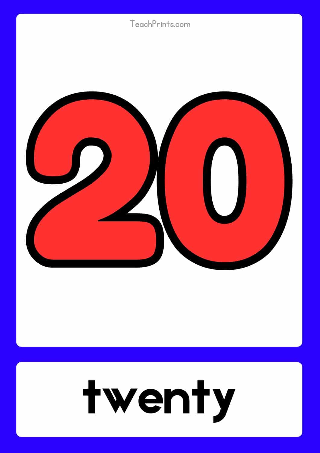 Numbers Flashcards (Numbers -00) - Free Printables - Teach Prints