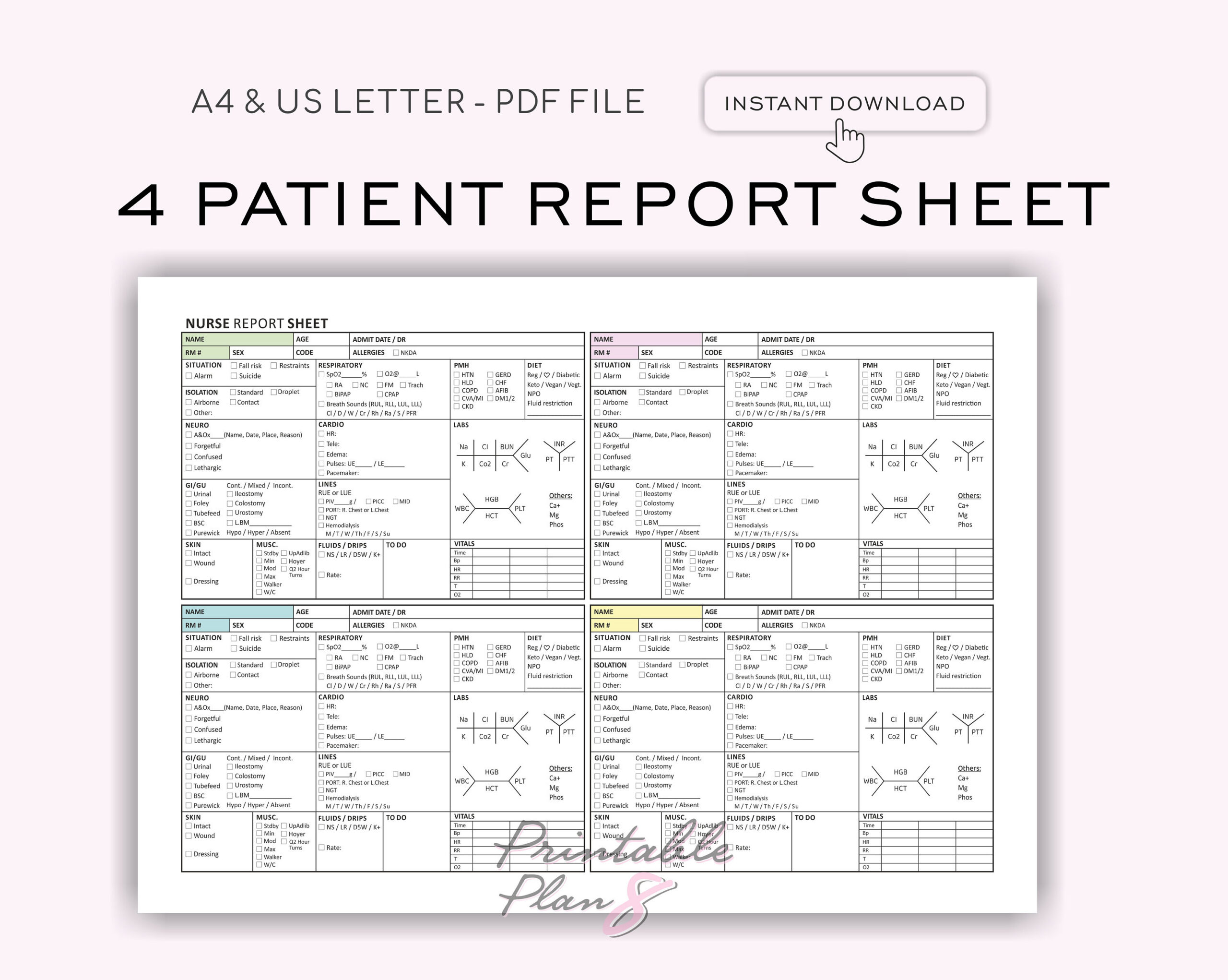 Nurse Notebook Printable Free Cna Report Sheet Templates