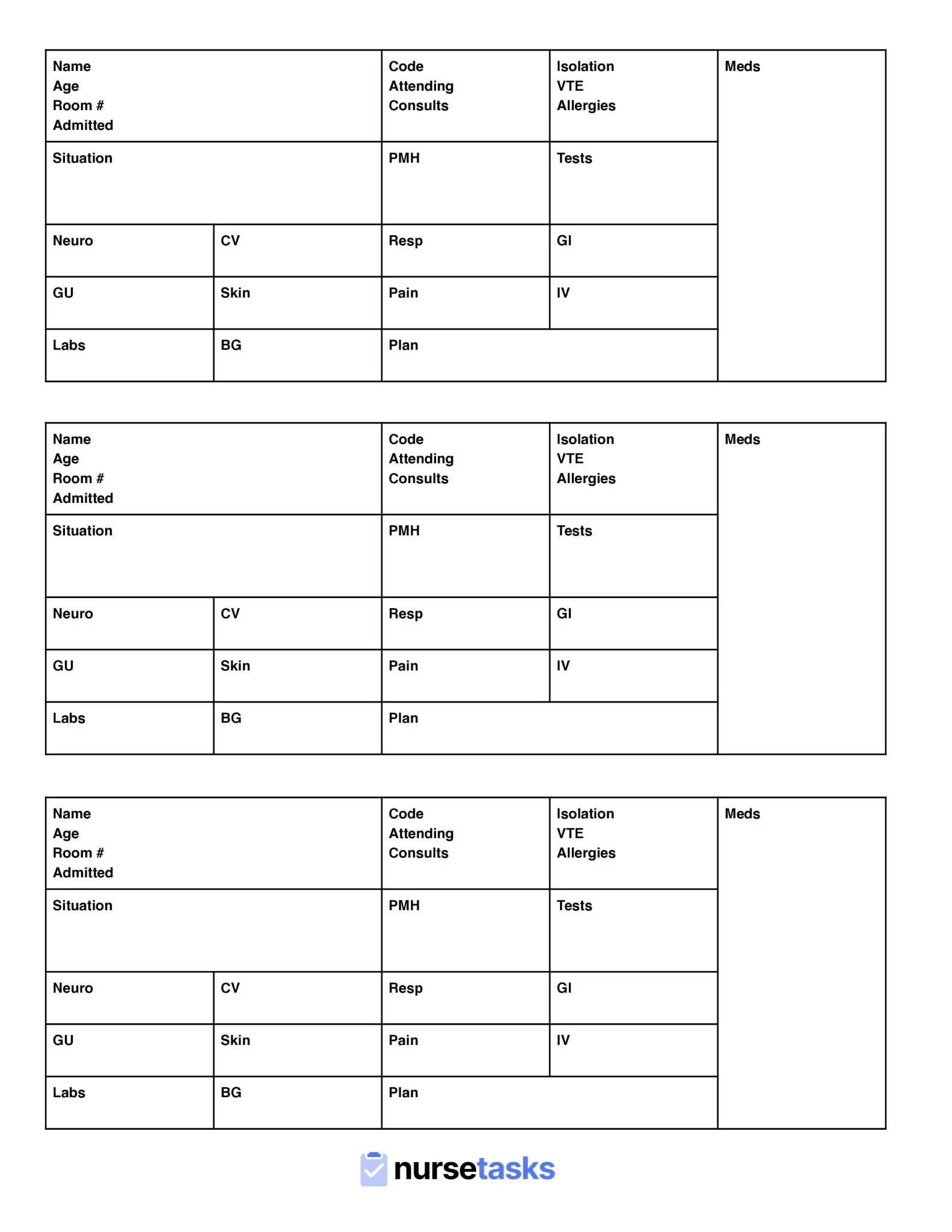 Nursing Notebook Nursing Brain Report Sheet Template Nurse Brain
