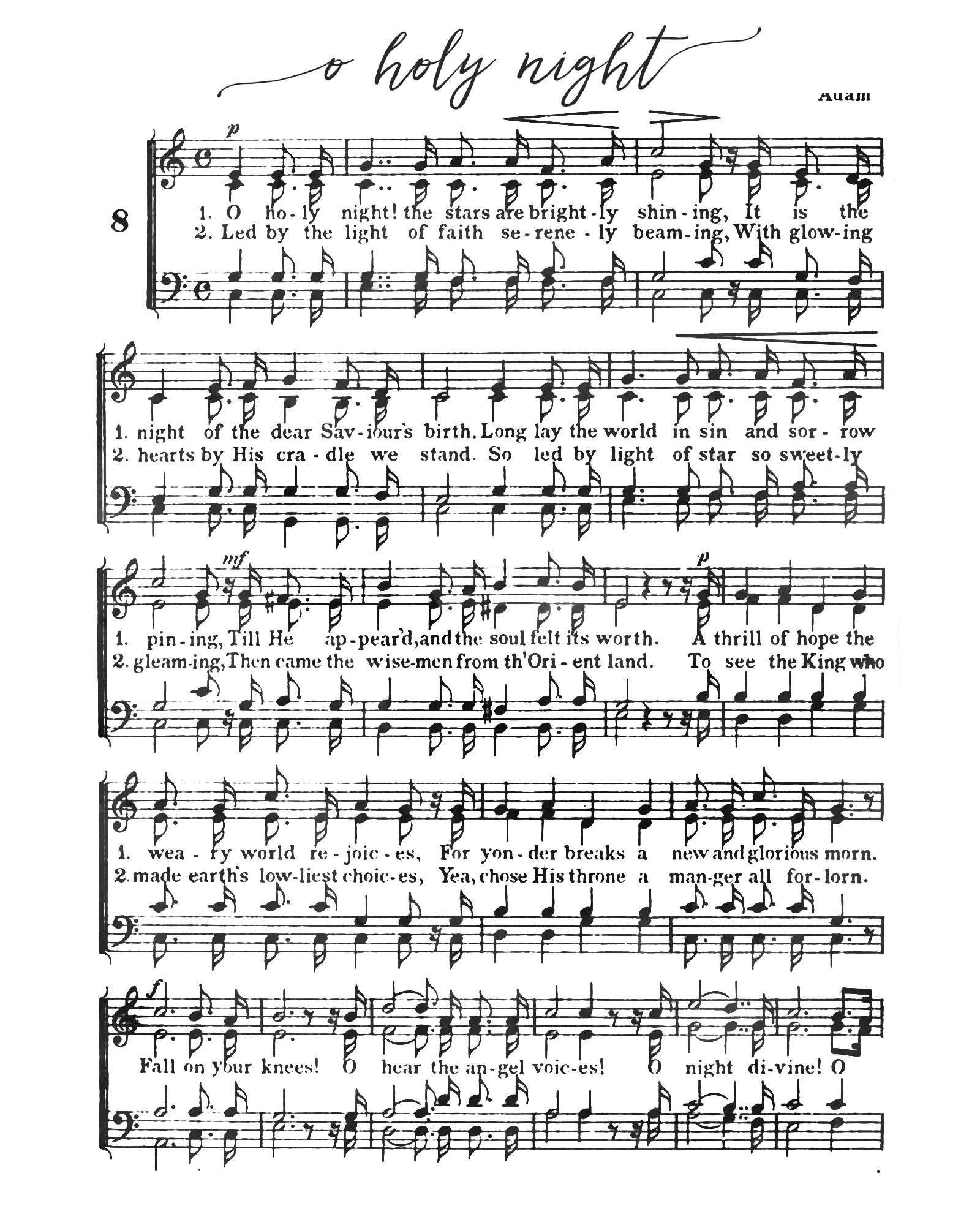 O Holy Night - Free Printable Christmas Sheet Music - Our