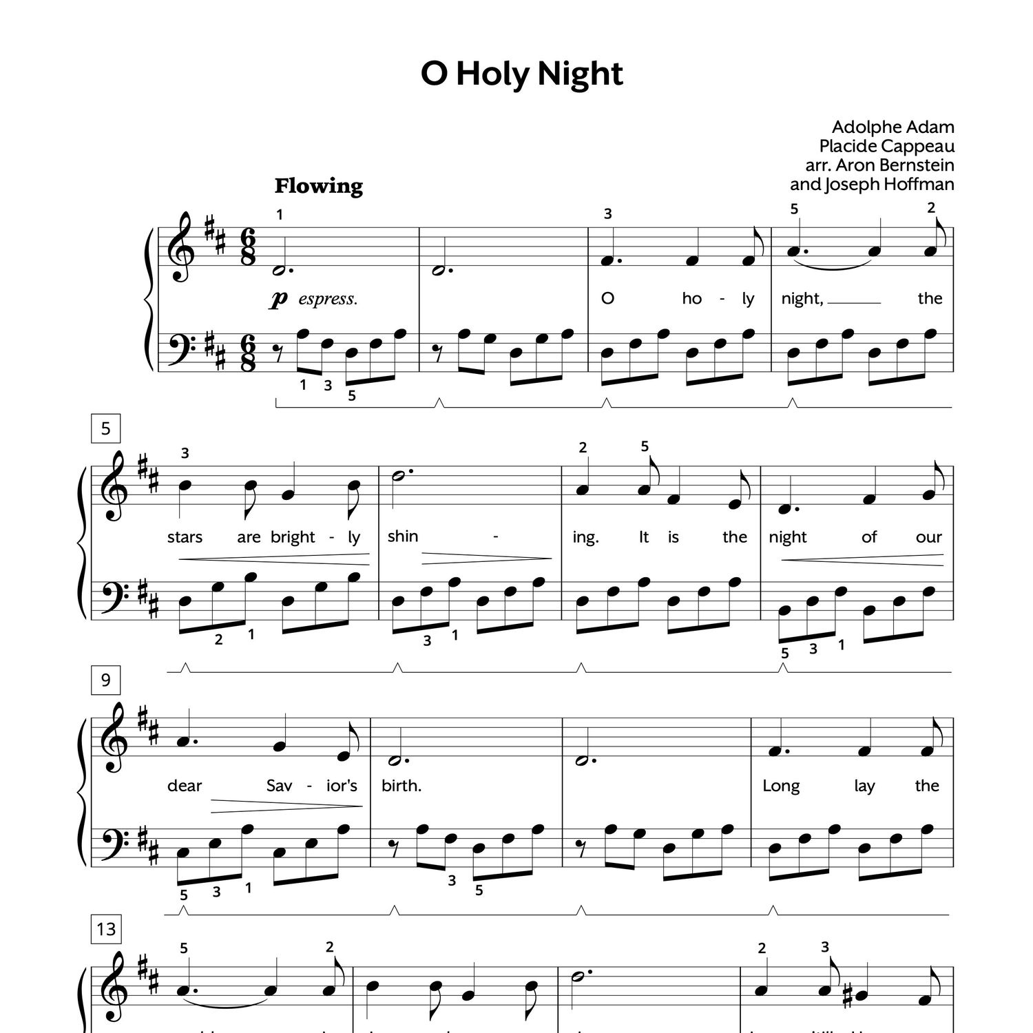 O Holy Night Piano Sheet Music - Early Intermediate, PDF