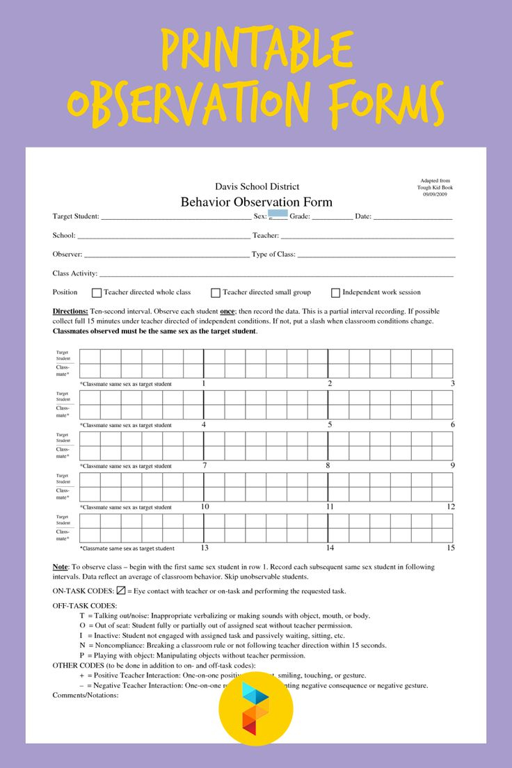 Observation Forms -  Free PDF Printables  Printablee