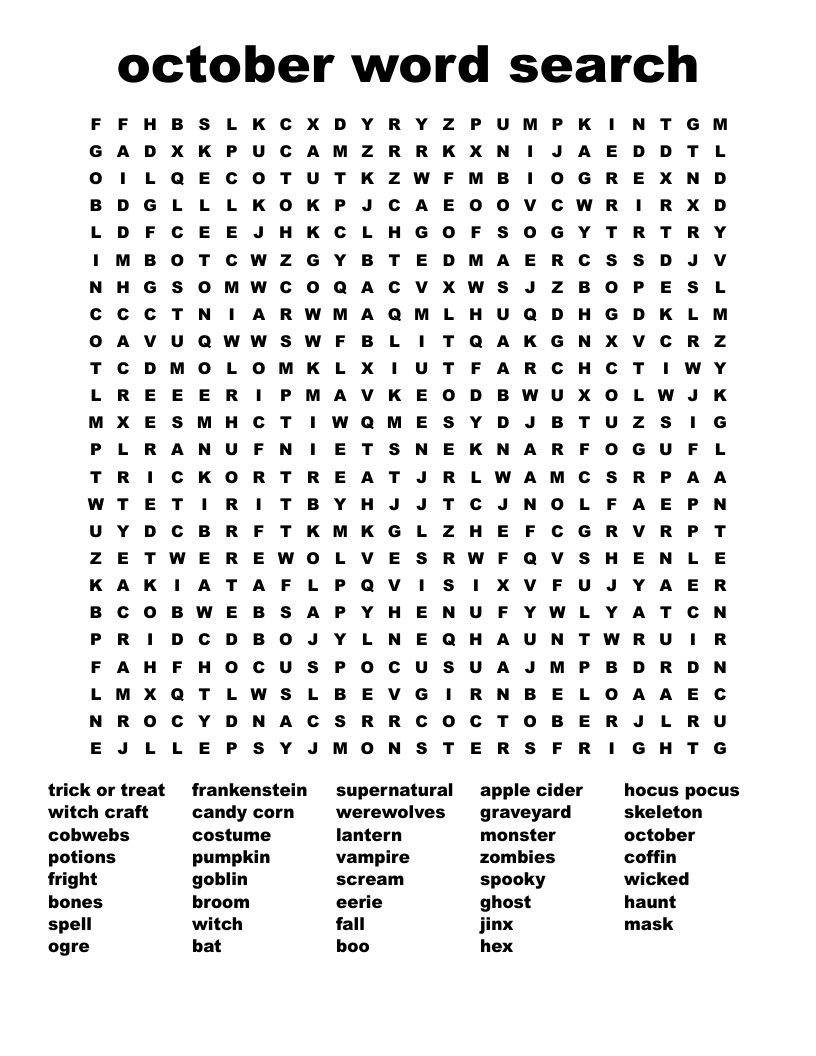 october word search - WordMint