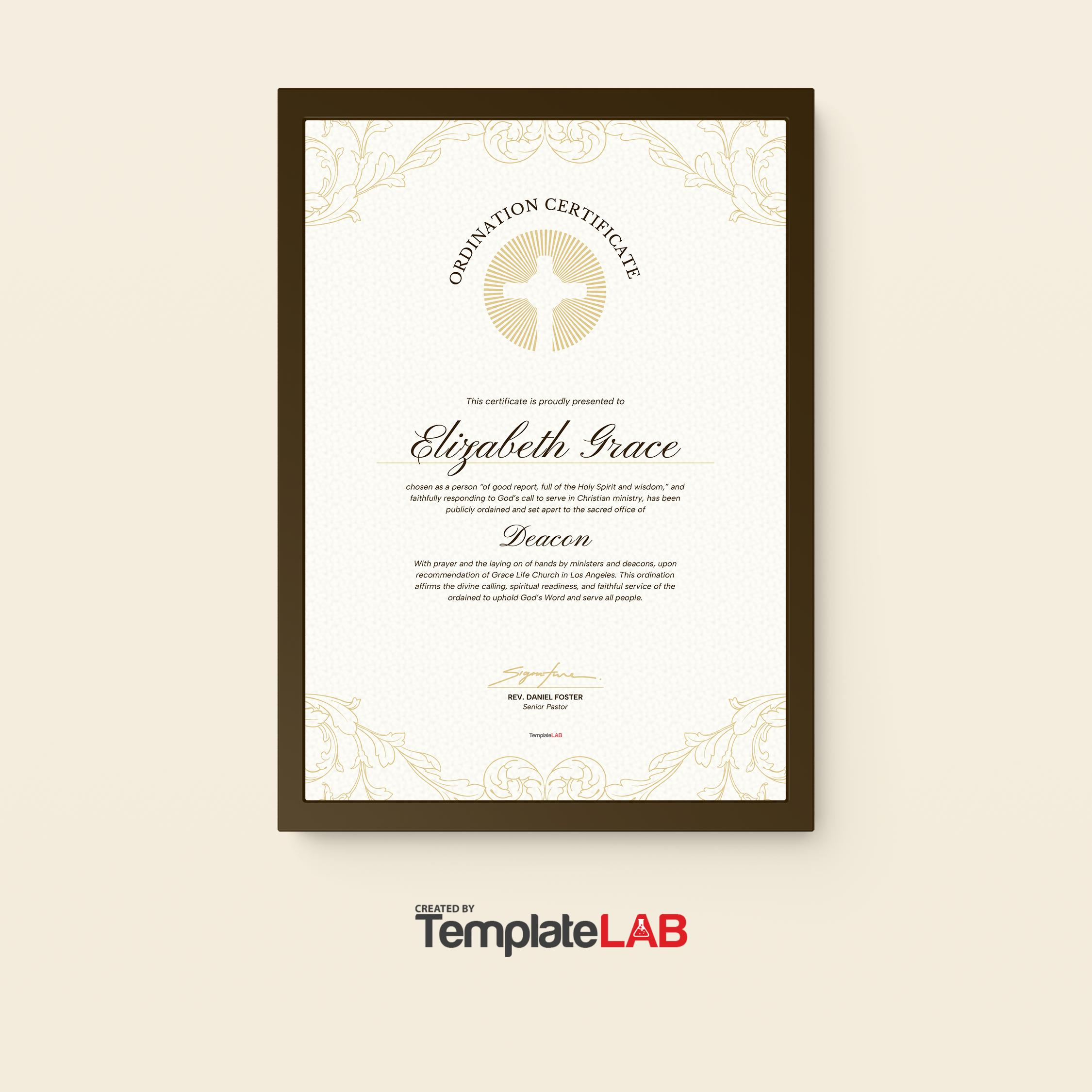 Ordination Certificate Templates (% Free)