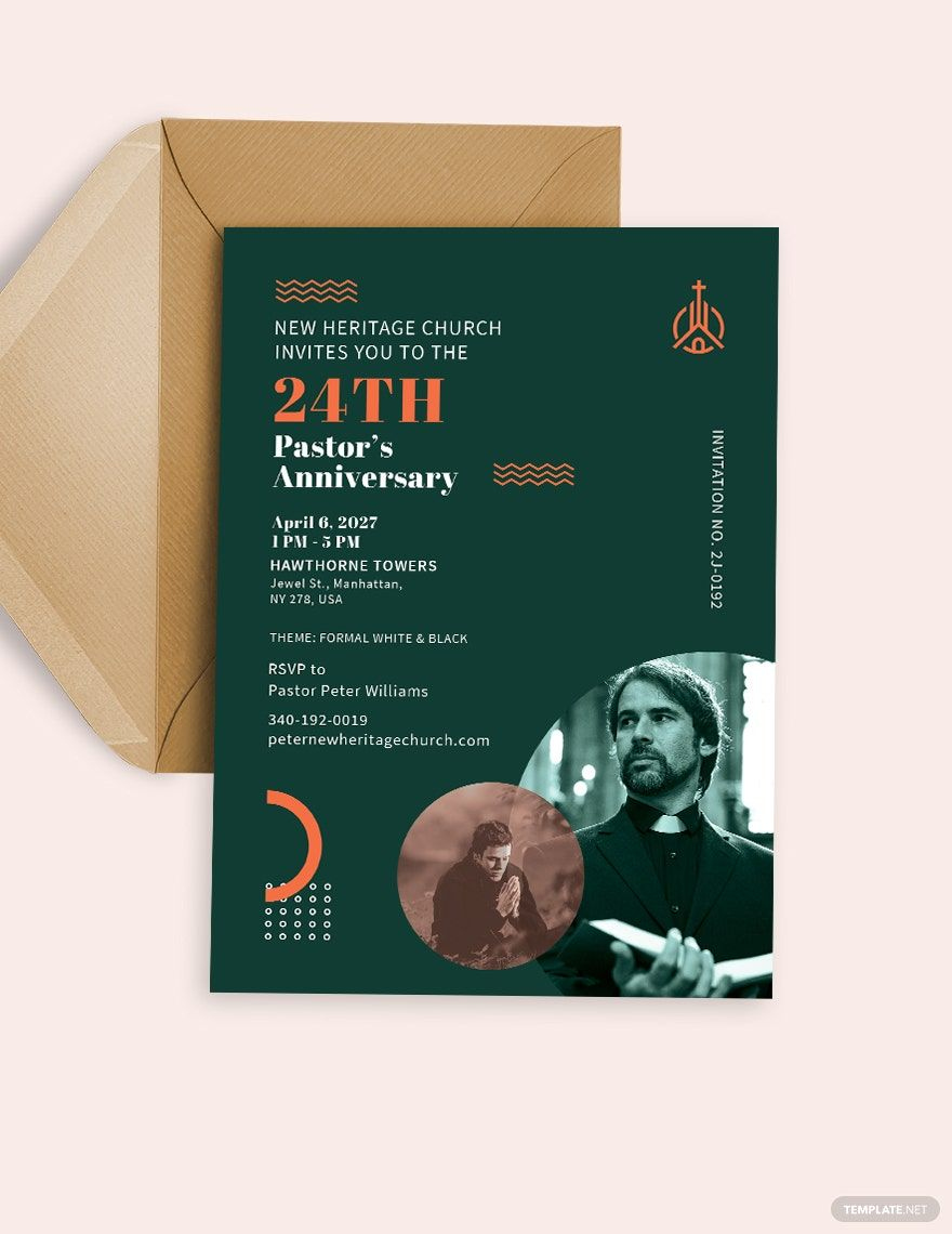 Pastors Anniversary Church Program Invitation Template in