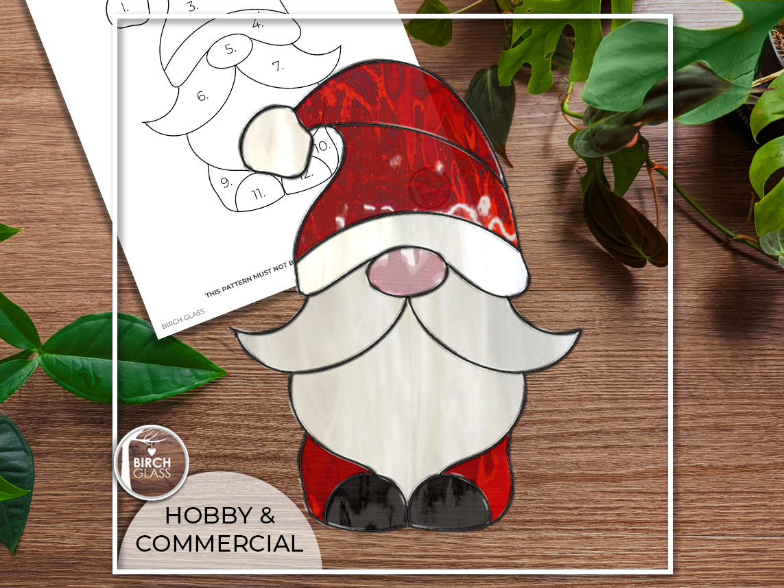 PATTERN • Christmas Gnome Stained Glass Pattern – Birch Glass