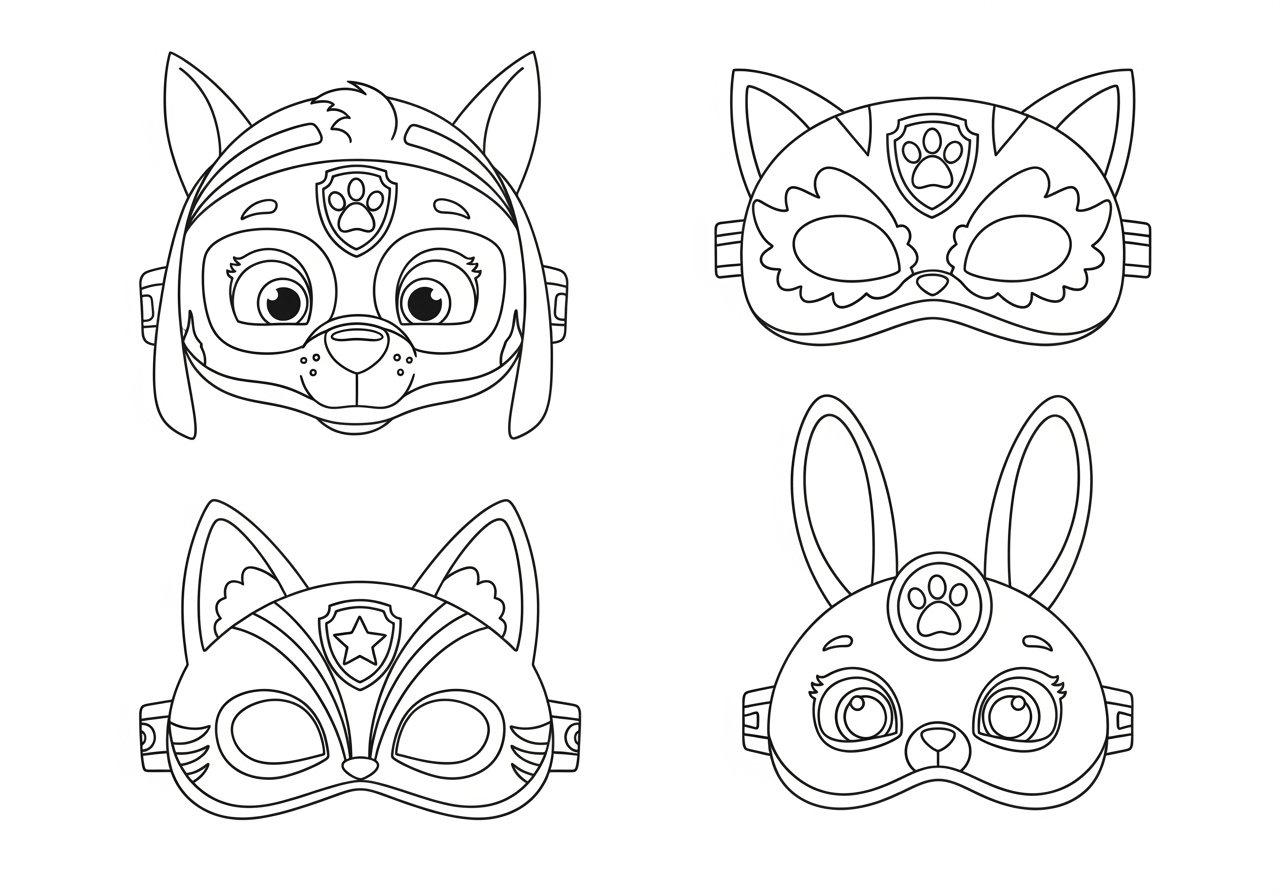Paw Patrol Mask Coloring Page - Free Printable