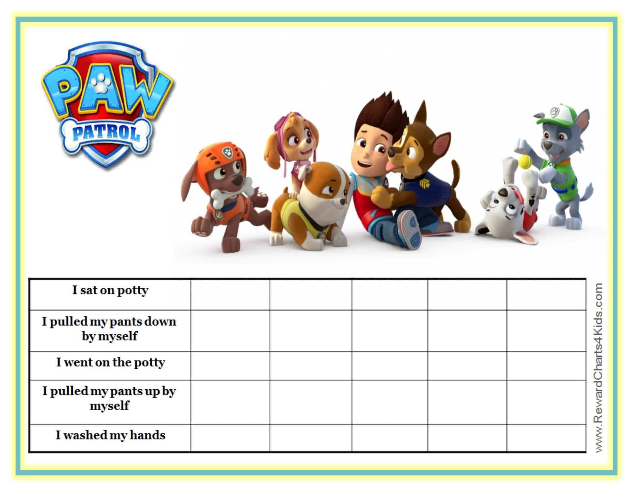 Paw Patrol Sticker Chart Free Printable Free Paw Patrol Potty Paw Patrol Sticker Chart Free Printable Free Paw Patrol Potty