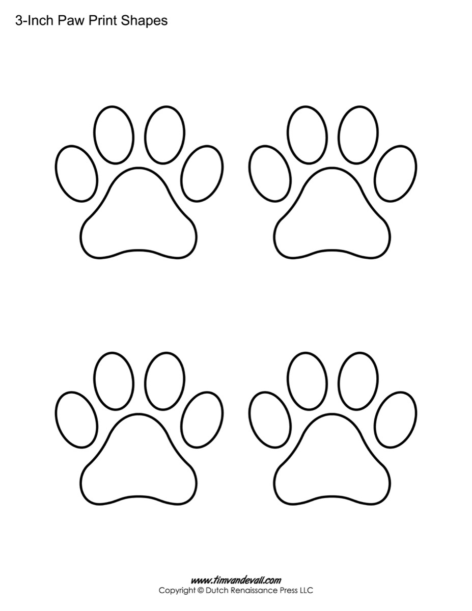 Paw Print Template Shapes  Blank Printable Shapes