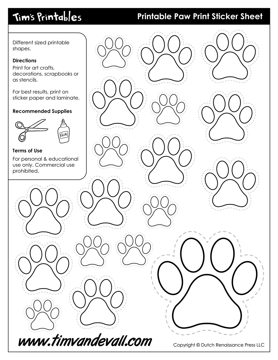 Paw Print Templates - Tim