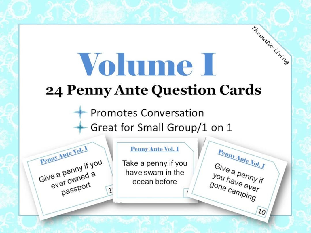 Penny Ante Question Trivia Cards  Penny Ante Game Questions