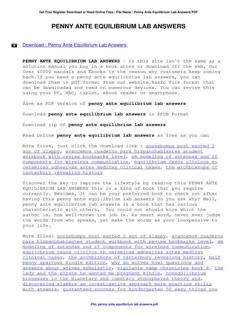 Penny Ante Questions - Fill Online, Printable, Fillable, Blank