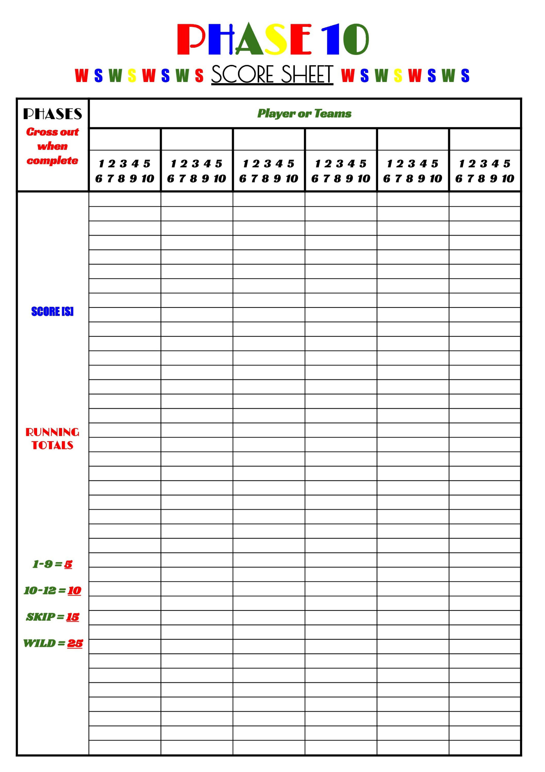 Phase  Flip Phase  Score Pads - /pk, . X