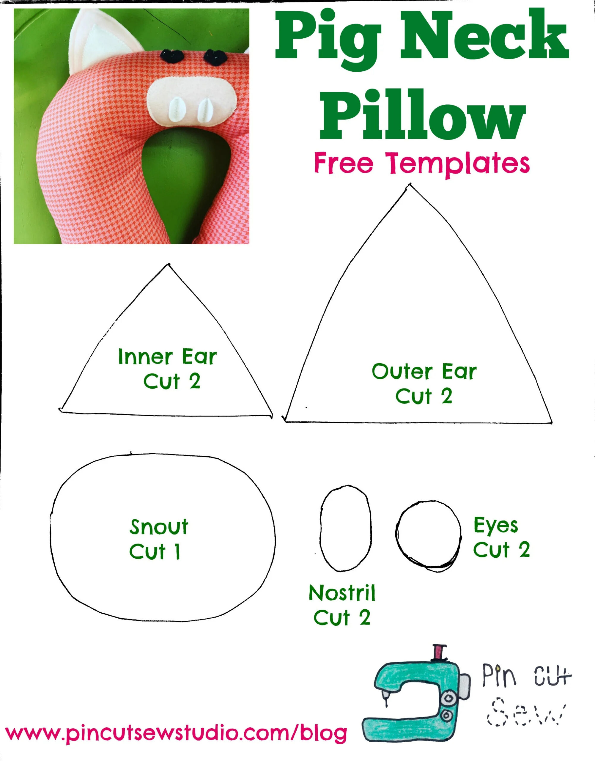 Pig Neck Pillow  Free Templates — Pin Cut Sew Studio