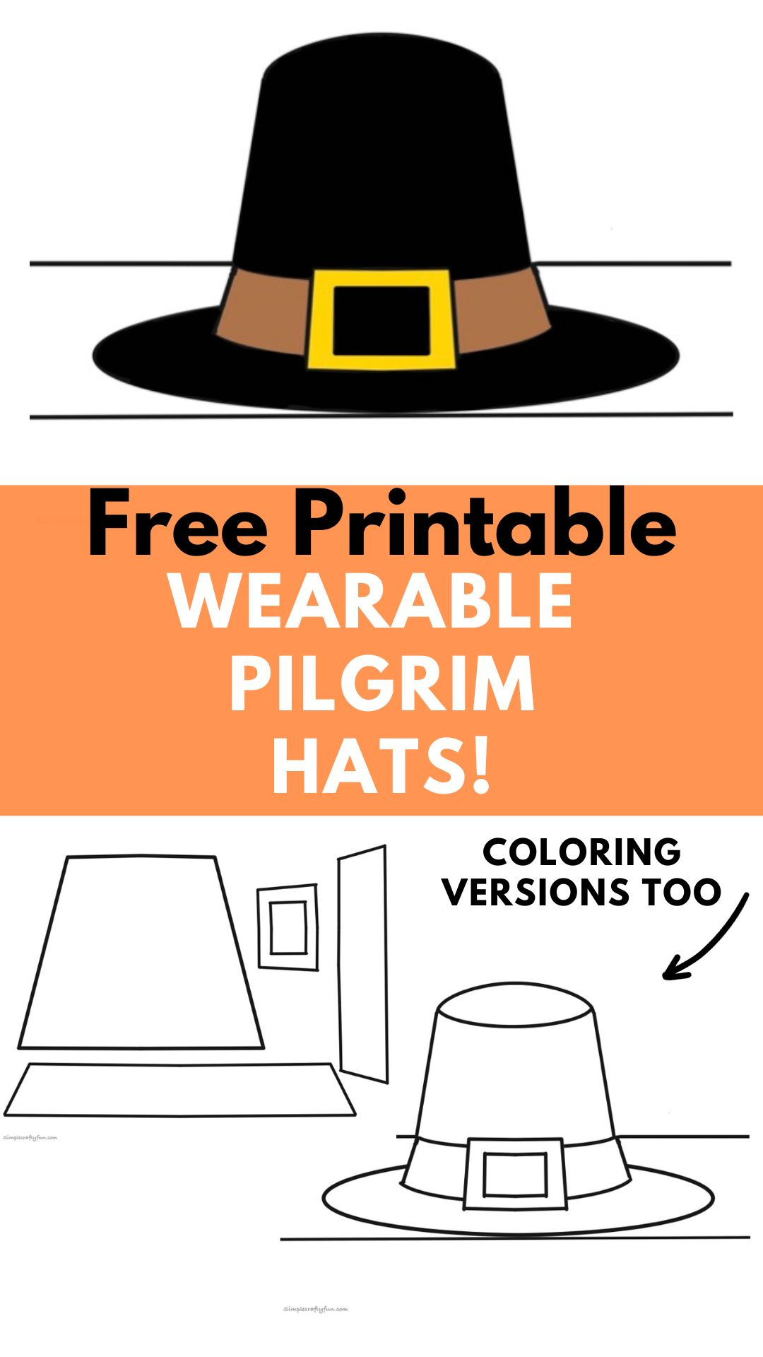 Pilgrim Hat Template Diy Thanksgiving Hats Coloring How To Make A