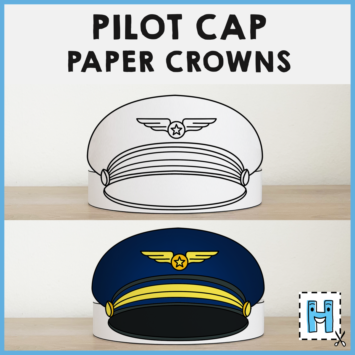 Pilot Cap Airline Paper Crown Career Day Printable Coloring Craft