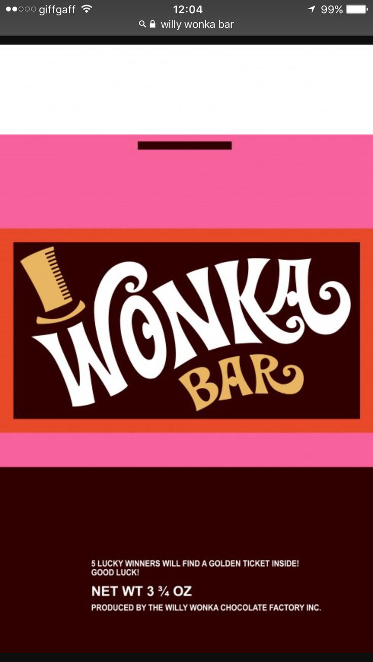 Pin by Pip Davies on School  Wonka chocolate, Chocolate bar