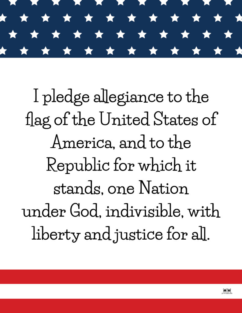 Pledge of Allegiance Words -  FREE Printables  Printabulls