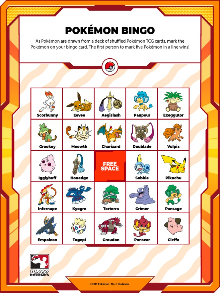 Pokemon Bingo Cards  PDF  Pokémon  Japanese Games