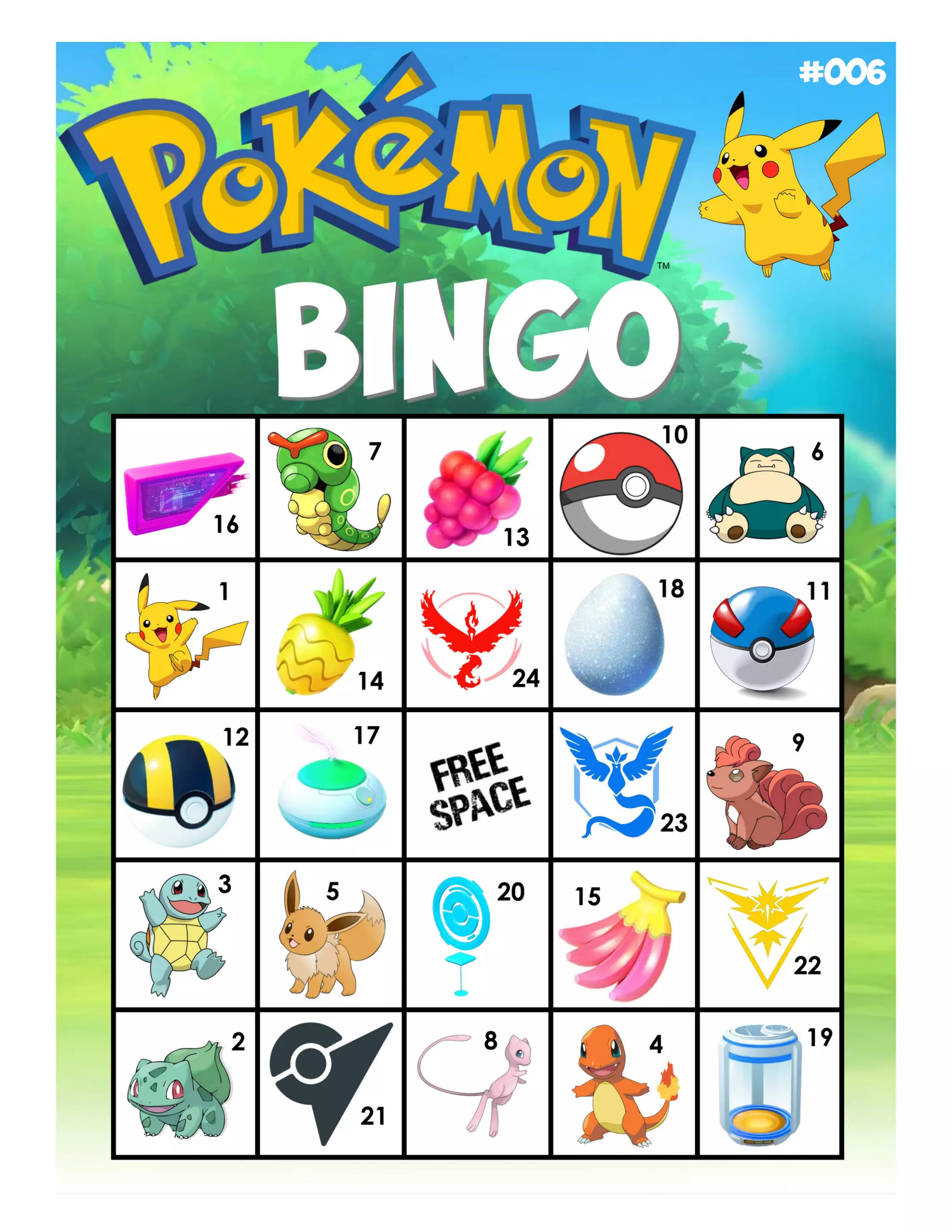 Pokemon BINGO Cards  PDF