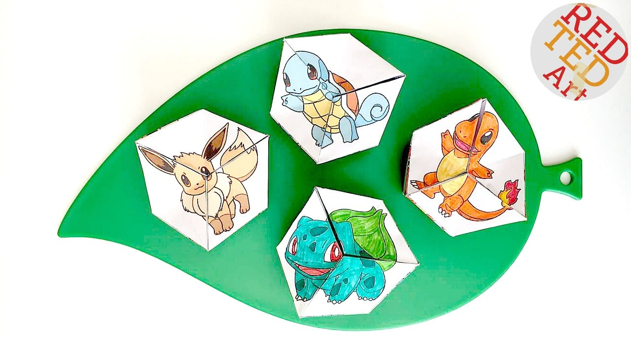 Pokemon Evolution DIY Kaleidoscope Paper Toy - Red Ted Art - Kids