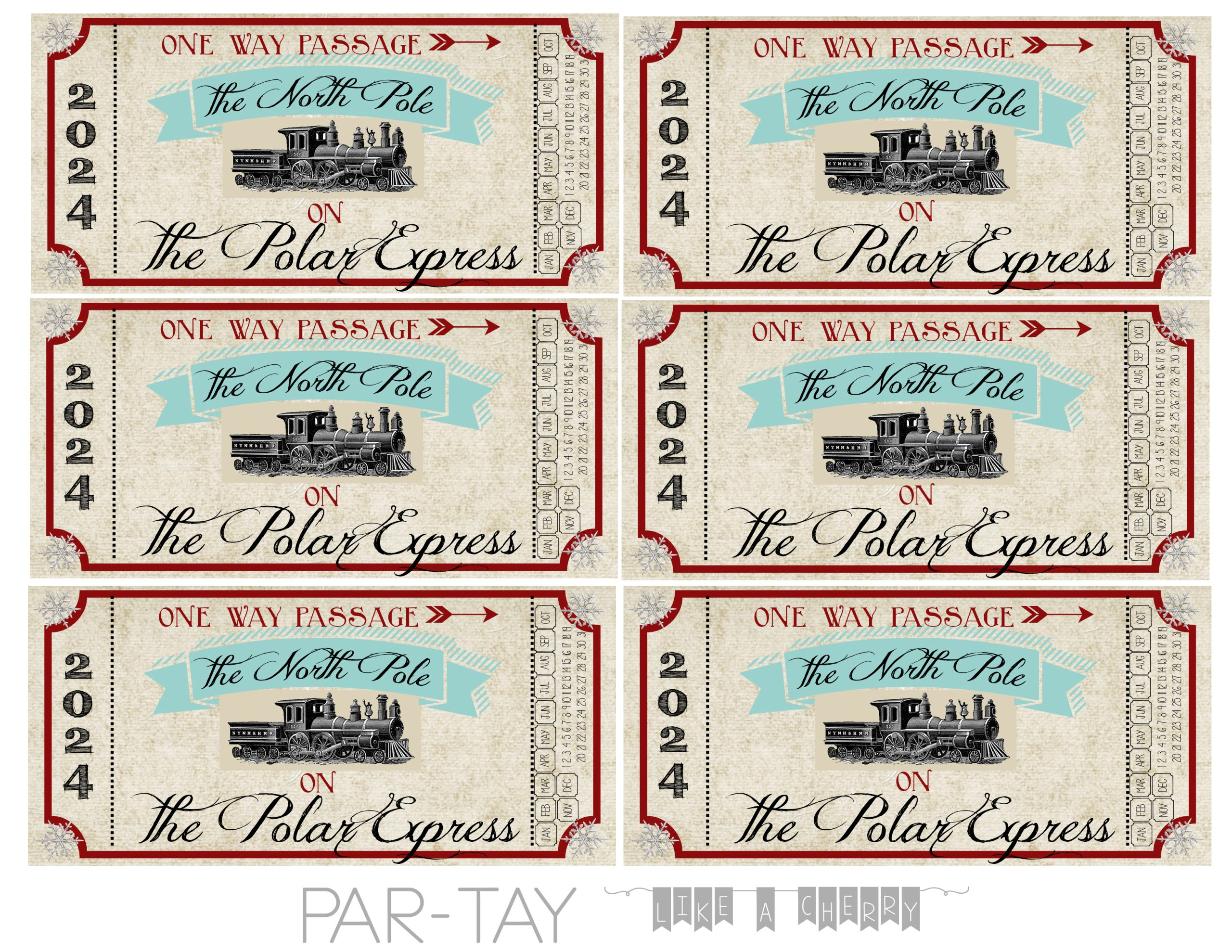 Polar Express Train Tickets Free Printable - Party Like a Cherry